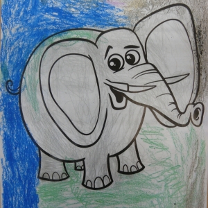 Na zdjęciu widać pokolorowanego słonia