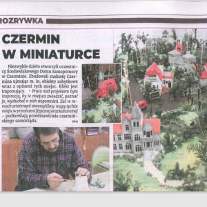Na zdjęciu jest wycinek z gazety opisujący zrobioną makietę Gminy Czermin